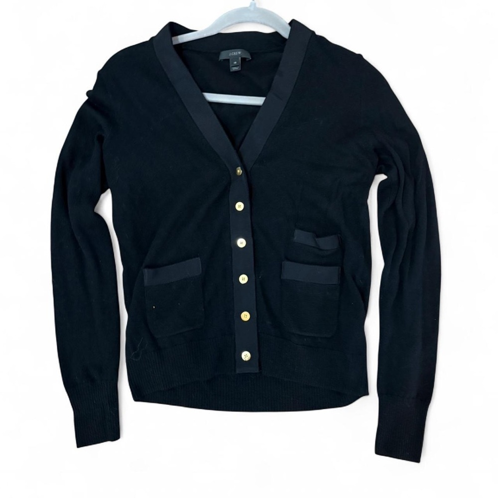 J. Crew Black Cardigan with Gold Buttons